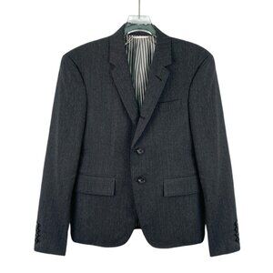 Thom Browne Dark grey wool notch-lapel single-breasted long-sleeve blazer